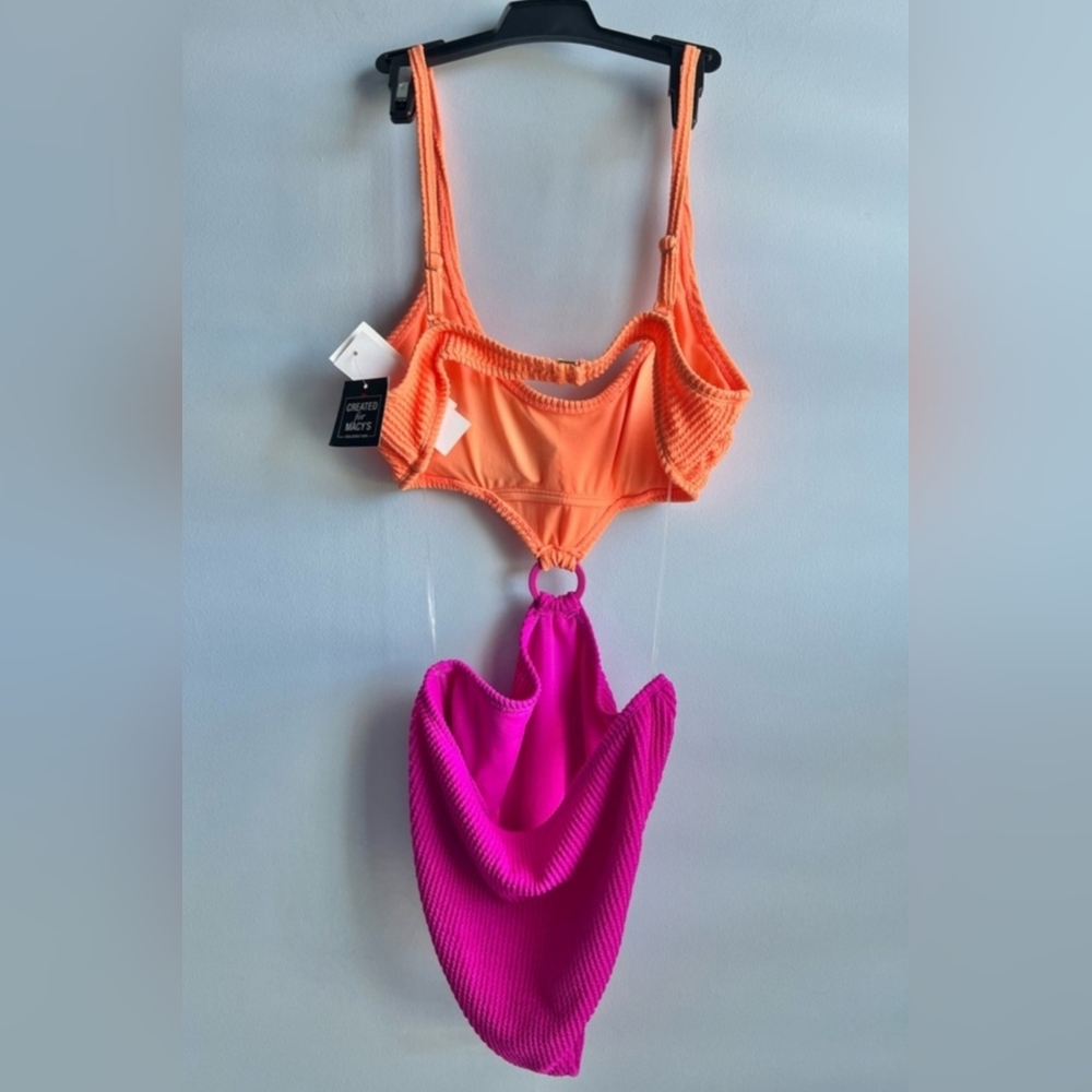 NWT Salt + Cove Monokini Swimsuit Orange & Hot Pink Size Large - Picture 3 of 4